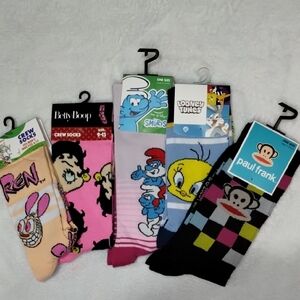 5 Novelty Girly Sock Bundle Various Colors NWT